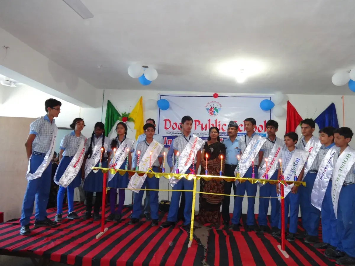 Student leaders wearing their sashes at the investiture ceremony